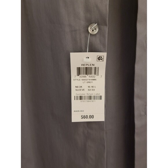 NWT Alfani Mens Slim Fit Button-Down Dress Shirt Gray Replen Sz L /16-16.5/32-33 - Picture 3 of 7